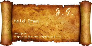 Heid Irma névjegykártya